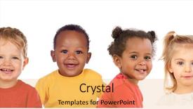  Presentation with children - Theme with many portraits of different children background and a yellow colored foreground