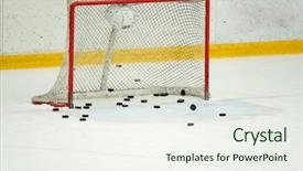  Presentation with field hockey - Amazing PPT layouts having many pucks in the hockey backdrop and a sky blue colored foreground