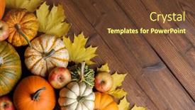  Presentation with maple leaves - PPT theme having many pumpkins and maple leaves on dark wooden background halloween concept background and a tawny brown colored foreground