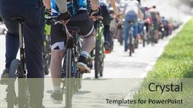  Presentation with man riding big bike motor - Beautiful slide deck featuring many racing bikes a group backdrop and a mint green colored foreground