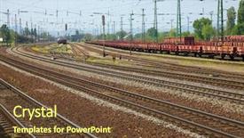  Presentation with railway - Theme consisting of many railway tracks and freight background and a tawny brown colored foreground