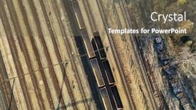  Presentation with railway tracks - PPT layouts featuring many-railway-tracks-industrial-aerial background and a violet colored foreground