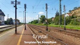  Presentation with hungary - Presentation theme enhanced with many railway tracks at a station tokaj hungary background and a tawny brown colored foreground