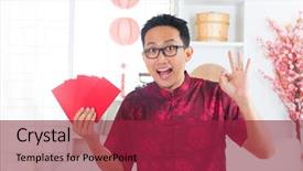  Presentation with pow - Slide deck featuring many red packets ang pow background and a violet colored foreground