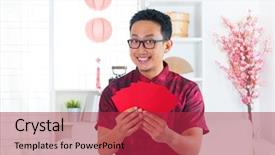  Presentation with pow - Audience pleasing theme consisting of many red packets ang pow backdrop and a red colored foreground