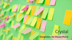  Presentation with reminders - Theme enhanced with many reminders in business concept background and a seafoam green colored foreground