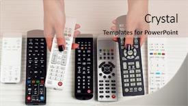  Presentation with remote - Presentation featuring many remote control devices background and a soft green colored foreground