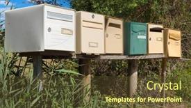  Presentation with mail - Slides having many-retro-mail-outdoor-boxes background and a tawny brown colored foreground