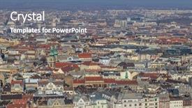  Presentation with docks - Audience pleasing PPT layouts consisting of many roofs of historic building backdrop and a ocean colored foreground