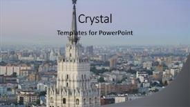  Presentation with stalin - Slide set consisting of many roofs spire of stalin background and a light blue colored foreground