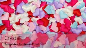  Presentation with congratulations - PPT theme having many-satin-colorful-hearts-background background and a coral colored foreground