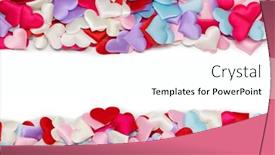  Presentation with congratulations - Slides having many-satin-colorful-hearts-border background and a white colored foreground