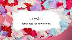  Presentation with congratulations - Slide deck with many-satin-colorful-hearts-border background and a white colored foreground