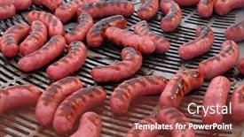  Presentation with barbecue - Cool new presentation theme with many sausages cooking on a barbecue backdrop and a tawny brown colored foreground