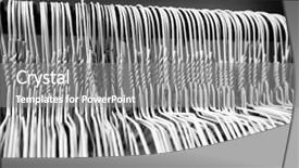  Presentation with closet - PPT theme enhanced with many several metal wire hangers background and a gray colored foreground