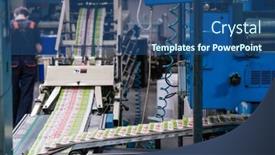  Presentation with belt conveyor - PPT theme with many-similar-paper-magazines-moving background and a ocean colored foreground