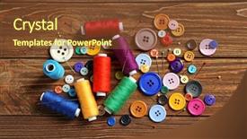  Presentation with tailoring - Cool new PPT layouts with many skills - accessories for tailoring on wooden backdrop and a tawny brown colored foreground