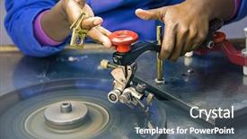  Presentation with diamonds - Presentation design having many skills - machines to polish diamonds grading background and a dark gray colored foreground