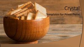  Presentation with dried food - Presentation design enhanced with many small dried rusks bread background and a red colored foreground