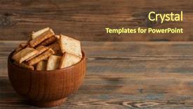  Presentation with dried food - Presentation theme with many small dried rusks bread background and a tawny brown colored foreground