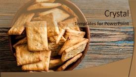  Presentation with dried food - Presentation theme featuring many small dried rusks bread background and a coral colored foreground