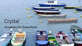  Presentation with danube - Audience pleasing slides consisting of many small fishing boats anchored backdrop and a  colored foreground