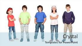  Presentation with group of three young girl - Slide deck featuring many small groups - adorable children two girls background and a light blue colored foreground