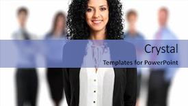  Presentation with team - Audience pleasing presentation theme consisting of many small groups - business team isolated on white backdrop and a teal colored foreground