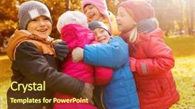  Presentation with happy kids - PPT layouts consisting of many small groups - childhood leisure friendship and people background and a tawny brown colored foreground