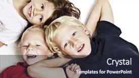  Presentation with study children village - Audience pleasing slides consisting of many small groups - close-up of happy children lying backdrop and a wine colored foreground