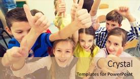  Presentation with school elementary - Colorful PPT theme enhanced with many small groups - education elementary school learning gesture backdrop and a coral colored foreground