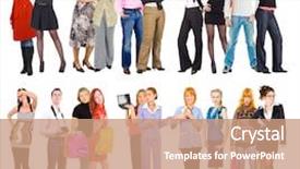  Presentation with small group working - Presentation theme enhanced with many small groups - group portrait workers background and a  colored foreground