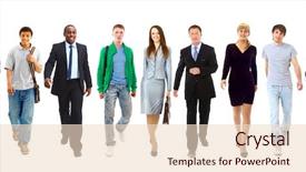  Presentation with woman business - Amazing presentation having many small groups - happy young business woman standing backdrop and a lemonade colored foreground