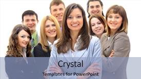  Presentation with business woman standing on maze - PPT theme with many small groups - happy young business woman standing background and a light blue colored foreground