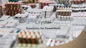  Presentation with packs - Cool new slide set with many-sorted-medicines-drugs backdrop and a light gray colored foreground
