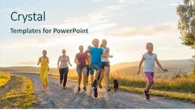  Presentation with family playing board game - Presentation having many sports - playful family running and playing background and a sky blue colored foreground