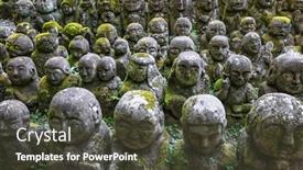  Presentation with kyoto - Colorful PPT layouts enhanced with many-statues-in-otagi-nenbutsuji backdrop and a tawny brown colored foreground