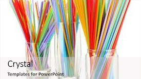  Presentation with hawker food many kind - Presentation theme enhanced with many straws in glasses isolated background and a sky blue colored foreground