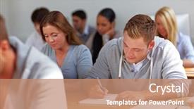  Presentation with students walking to class - Colorful PPT theme enhanced with many students learning in class backdrop and a coral colored foreground