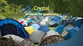  Presentation with music - Colorful PPT theme enhanced with many tents at a festival backdrop and a tawny brown colored foreground