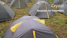  Presentation with outdoor festival - Colorful slide set enhanced with many-tents-at-a-festival backdrop and a violet colored foreground