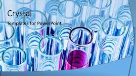  Presentation with drug test - Beautiful PPT theme featuring many test tubes backdrop and a light blue colored foreground