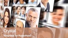  Presentation with people - PPT theme enhanced with many the isolated portraits of people background and a coral colored foreground