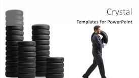  Presentation with piles - Presentation theme featuring many-tires-in-piles background and a white colored foreground