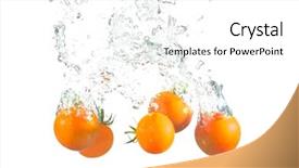 Presentation with water splash - Colorful PPT theme enhanced with many tomatoes washing in water backdrop and a  colored foreground