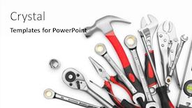  Presentation with tools - Slide deck having many-tools-on-white-background background and a white colored foreground