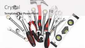  Presentation with tools - Presentation design having many-tools-on-white-background background and a light gray colored foreground