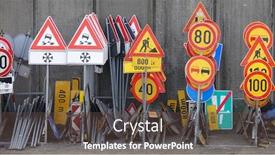  Presentation with road signs - Slide deck featuring many traffic signs many used for road users background and a tawny brown colored foreground
