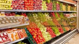  Presentation with healthy food - Theme featuring many-varieties-of-vegetables background and a gold colored foreground