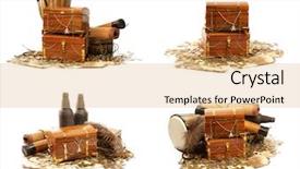 Presentation with pirate treasure - Amazing PPT theme having many views of treasure isolated backdrop and a lemonade colored foreground